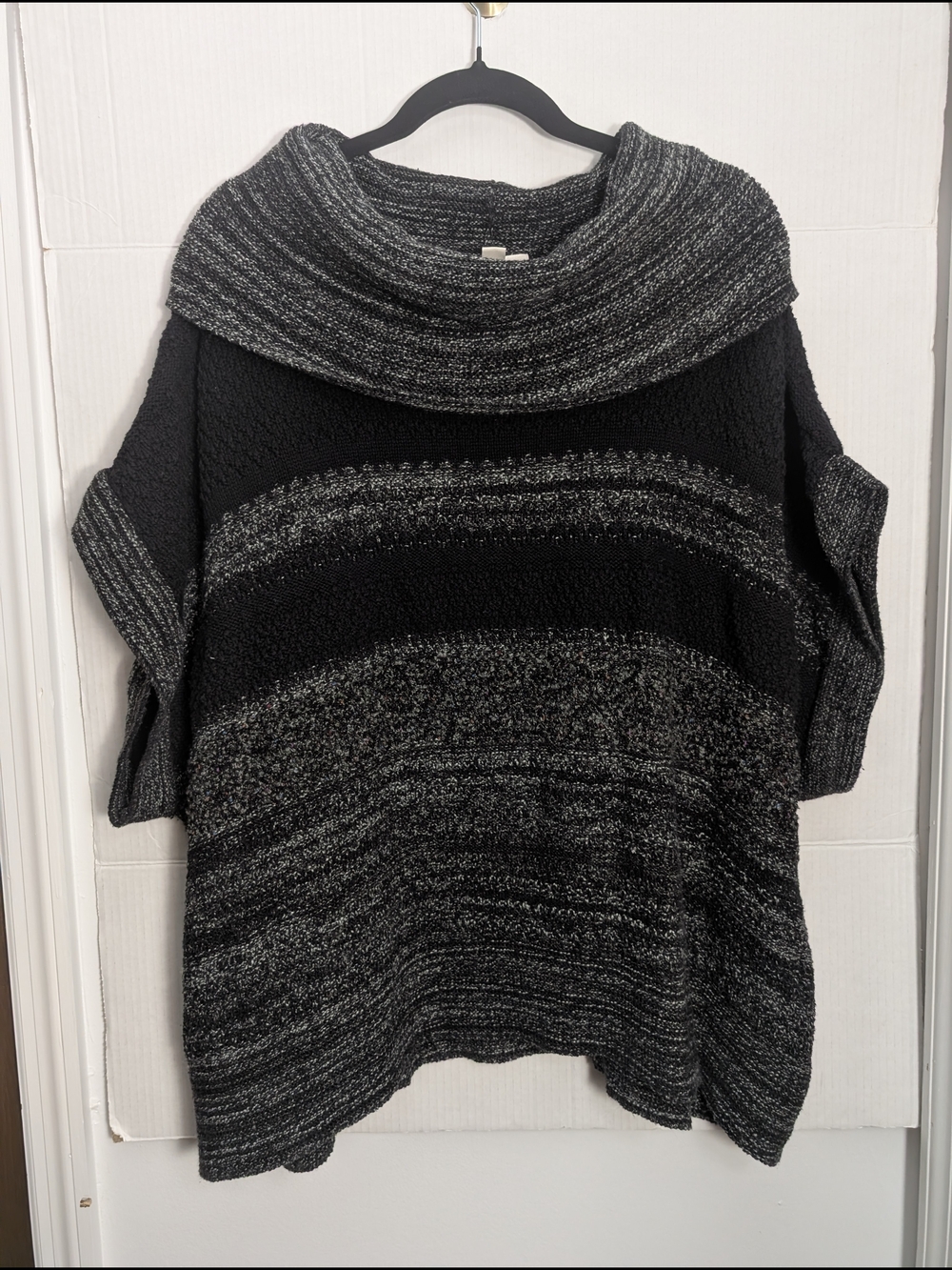 Coldwater Creek Black & Gray Marled Cowl Neck Sweater